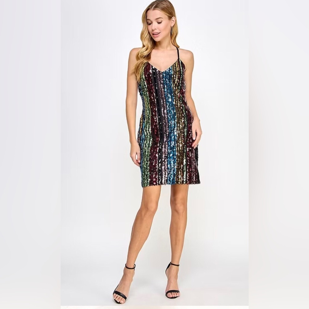 Carolina Belle Sequin Striped Dress